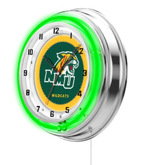 19" Northern Michigan Neon Clock | NMU Wildcats Retro Neon Clock