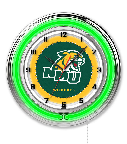 19" Northern Michigan Neon Clock | NMU Wildcats Retro Neon Clock