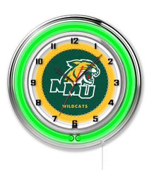 19" Northern Michigan Neon Clock | NMU Wildcats Retro Neon Clock