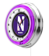 19" Northwestern Wildcats Neon Clock
