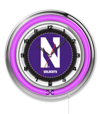 19" Northwestern Wildcats Neon Clock