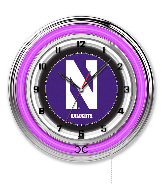 19" Northwestern Wildcats Neon Clock
