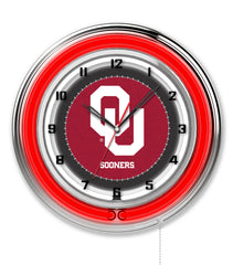 19" University of Oklahoma Sooners Logo Neon Clock