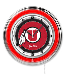 19" University of Utah Utes Logo Neon Clock