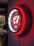 19" University of Wisconsin Badgers W Script Neon Clock