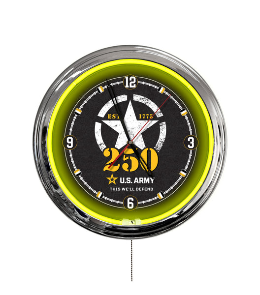 United States Army 250th Anniversary 16" Multi Color LED Wall Clock