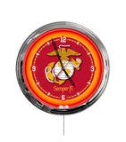 United States Marine Corps Red and Yellow 16" Multi Color LED Wall Clock