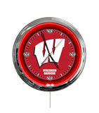 University of Wisconsin (W) 16" Multi Color LED Wall Clock