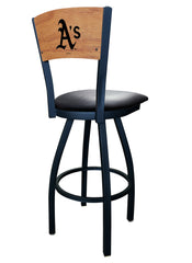 Oakland Athletics L038 Laser Engraved Wood Back Bar Stool by Holland Bar Stool