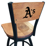 Oakland Athletics L038 Laser Engraved Wood Back Bar Stool by Holland Bar Stool
