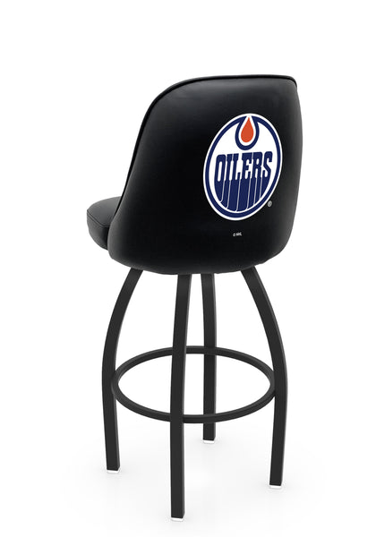 NHL Edmonton Oilers L048 Swivel Bar Stool with Full Bucket Seat | Edmonton Oilers Hockey Team Full Bucket Bar Stool with Licensed Logo