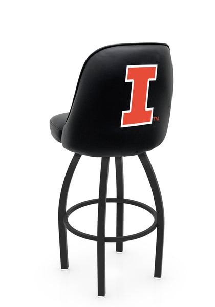 University of Illinois L048 Swivel Bar Stool with Full Bucket Seat | NCAA University of Illinois Full Bucket Bar Stool with Fighting Illini Logo