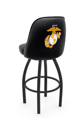 United States Marine Corps L048 Swivel Bar Stool with Full Bucket Seat | U.S. Marines Full Bucket Bar Stool with Yellow Logo