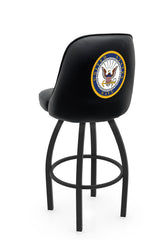 United States Navy L048 Swivel Bar Stool with Full Bucket Seat | U.S. Navy Full Bucket Bar Stool with Logo