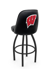 University of Wisconsin State L048 Swivel Bar Stool with Full Bucket Seat | NCAA University of Wisconsin Full Bucket Bar Stool with W Script Logo