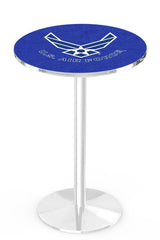 L214 Chrome U.S. Military Air Force Pub Table | VFW Air Force Chrome Pub Table