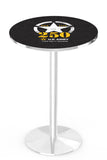 L214 Chrome U.S. Military Army 250th Anniversary Pub Table | VFW Army Chrome Pub Table