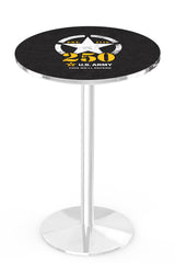 L214 Chrome U.S. Military Army 250th Anniversary Pub Table | VFW Army Chrome Pub Table