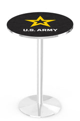L214 Chrome U.S. Military Army Pub Table | VFW Army Chrome Pub Table