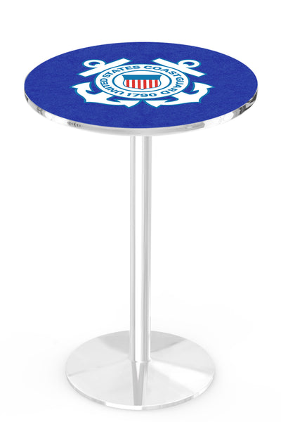 L214 Chrome U.S. Military Coast Guard Pub Table | VFW Coast Guard Chrome Pub Table