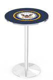 L214 Chrome U.S. Military Navy Pub Table | VFW Navy Chrome Pub Table