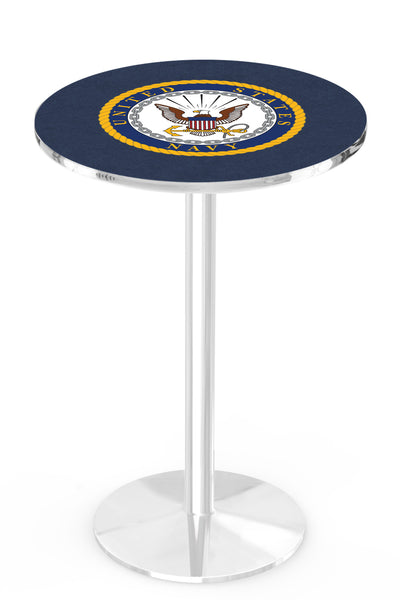 L214 Chrome U.S. Military Navy Pub Table | VFW Navy Chrome Pub Table