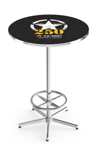 L216 Chrome United States Military Army 250th Anniversary Pub Table | Army VFW Pub Table