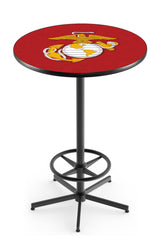 Traditional Red and Yellow Eagle L216 Black Wrinkle United States Marine Corps Pub Table | Marine Corps VFW Pub Table