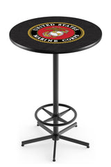 L216 Black Wrinkle United States Marine Corps Pub Table | Marine Corps VFW Pub Table