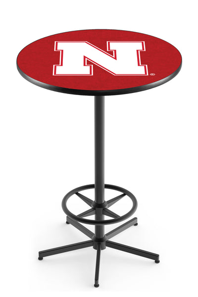 L216 Black Wrinkle Nebraska Cornhuskers Pub Table