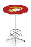 Traditional Red and Yellow Eagle L216 Chrome United States Military Marine Corps Pub Table | Marine Corps VFW Pub Table