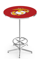 Traditional Red and Yellow Eagle L216 Chrome United States Military Marine Corps Pub Table | Marine Corps VFW Pub Table