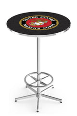 L216 Chrome United States Military Marine Corps Pub Table | Marine Corps VFW Pub Table