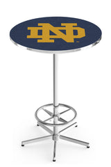 L216 Chrome Notre Dame Fighting Irish ND Script Pub Table