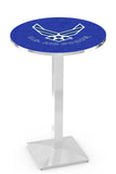 L217 Chrome U.S. Military Air Force Pub Table | United States Military VFW Air Force Pub Table