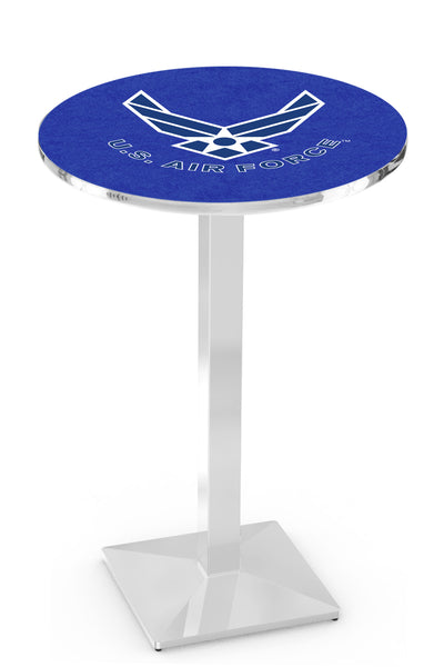 L217 Chrome U.S. Military Air Force Pub Table | United States Military VFW Air Force Pub Table