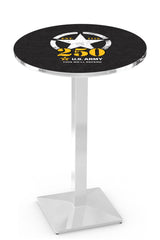 L217 Chrome U.S. Military Army 250th Anniversary Pub Table | United States Military VFW Army Pub Table