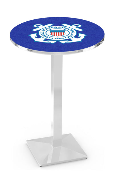 L217 Chrome U.S. Military Coast Guard Pub Table | United States Military VFW Coast Guard Pub Table