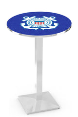 L217 Chrome U.S. Military Coast Guard Pub Table | United States Military VFW Coast Guard Pub Table