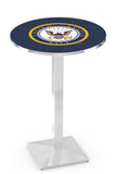 L217 Chrome U.S. Military Navy Pub Table | United States Military VFW Navy Pub Table