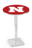 L217 Chrome Nebraska Cornhuskers Pub Table