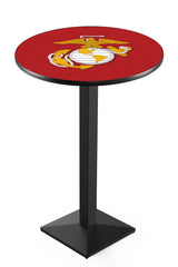 Traditional Red and Yellow Eagle L217 Black Wrinkle United States Marine Corps Pub Table | VFW U.S. Marine Corps Pub Tables