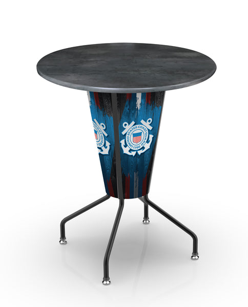 L218 United States Coast Guard Lighted Pub Table | LED United States Military Coast Guard Outdoor Pub Table