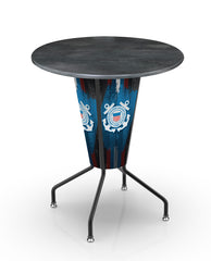 L218 United States Coast Guard Lighted Pub Table | LED United States Military Coast Guard Outdoor Pub Table