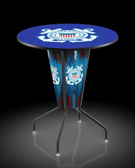 L218 United States Coast Guard Lighted Pub Table | LED United States Military Coast Guard Indoor Pub Table