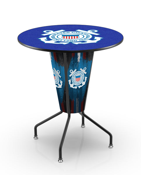 L218 United States Coast Guard Lighted Pub Table | LED United States Military Coast Guard Indoor Pub Table