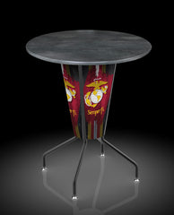 Traditional Red and Yellow L218 United States Marine Corps Lighted Pub Table | LED United States Military Marine Corps Outdoor Pub Table
