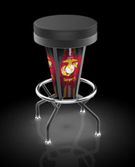 Traditional Red and Yellow L5000 United States Marine Corps Lighted Bar Stool | LED United States Military Marine Corps Outdoor Bar Stool