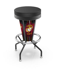 Traditional Red and Yellow L5000 United States Marine Corps Lighted Bar Stool | LED United States Military Marine Corps Outdoor Bar Stool