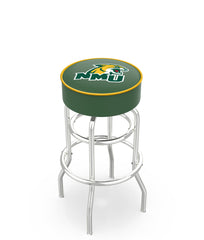 Northern&nbsp;Michigan University Wildcats L7C1 Retro Bar Stool | NCAA&nbsp;NMU Wildcats Double Ring Chrome Bar Stool
